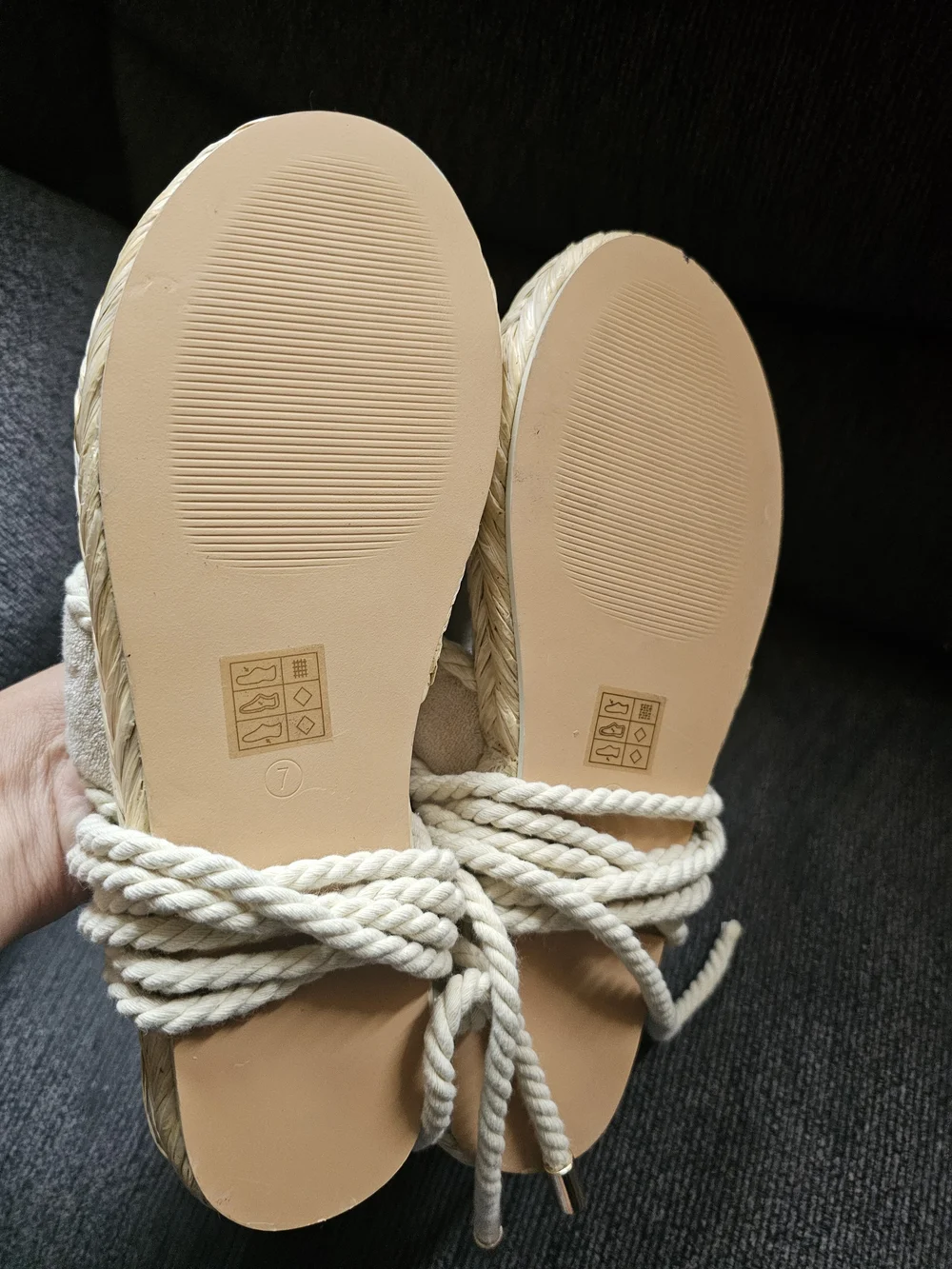 Braided Rope Espadrille Slides in Cream
